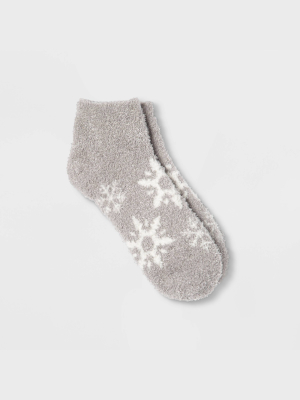 Women's Snowflake Cozy Low Cut Socks - A New Day™ 4-10