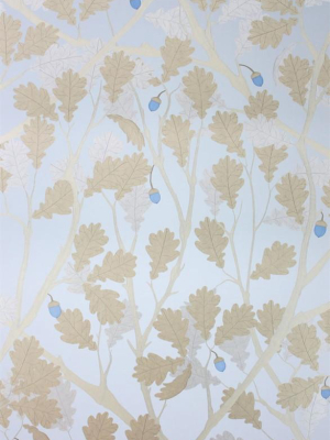 Feuille De Chene Wallpaper In Sapphire And Gilver From The Cabochon Collection By Osborne & Little