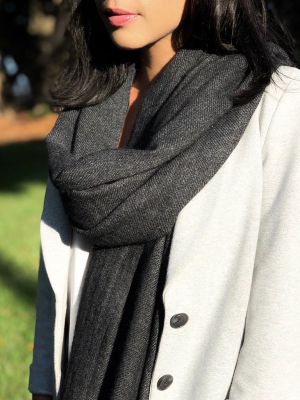 Charcoal Handloom  Cashmere Scarf