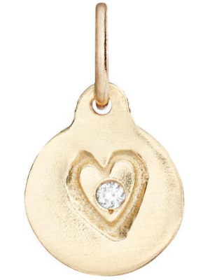 Small Heart Disk Charm With Diamond