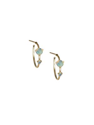 Small Two-step Opal Hoops