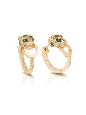 Effy Signature 14k Yellow Gold Diamond And Emerald Earrings, 0.89 Tcw