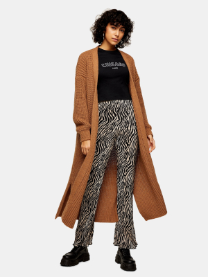 Camel Maxi Knitted Cardigan