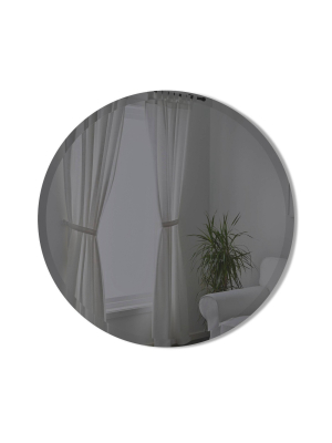 24" Hub Bevy Beveled Round Wall Mirror Smoke - Umbra