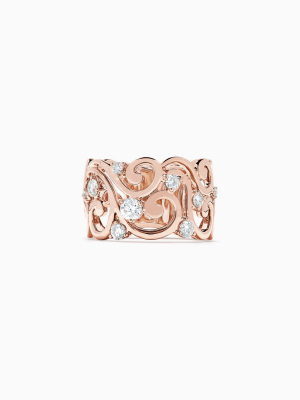 Effy Pave Rose 14k Rose Gold Diamond Ring, 0.56 Tcw