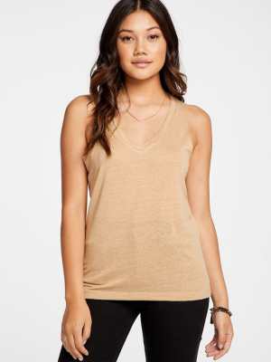 Linen Jersey V Neck Muscle Tank