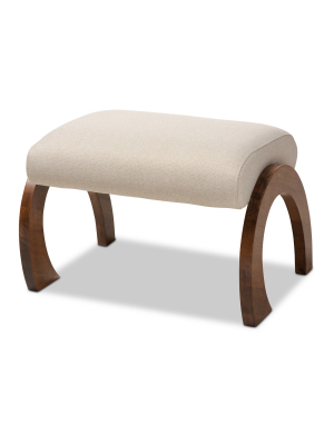 Sandrine Walnut Finished Wood Ottoman - Baxton Studio