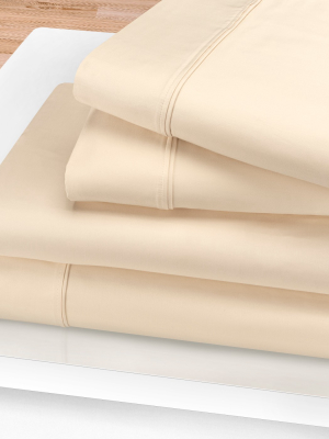 Blue Nile Mills Solid 1200-thread Count Deep Pocket Sheet Set, California King, Ivory