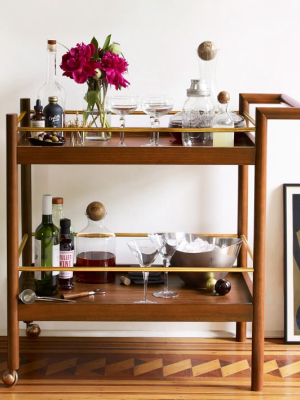 Mid-century Bar Cart - Walnut