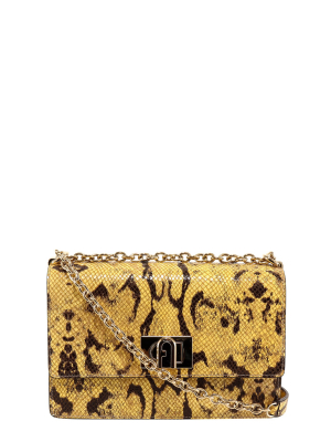 Furla Embossed Turnlock Crossbody Bag