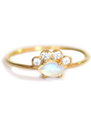 Rainbow Moonstone & Topaz Lotus Ring