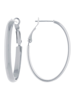 Boxed Fine Silver Plated 40x22mm Oval Hinge Hoops