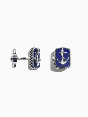 Effy Men's 925 Sterling Silver Lapis Lazuli Anchor Cufflinks, 9.85 Tcw