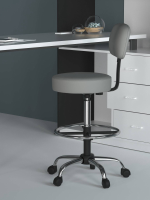 Medical/drafting Stool With Back Gray - Boss Office Products