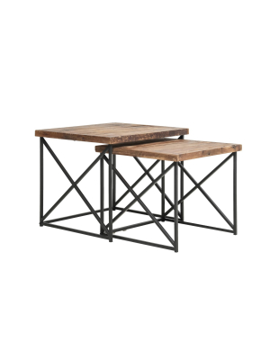 Set Of 2 Layton Reclaimed Wood Nesting Tables Brown/black - Summerland Home