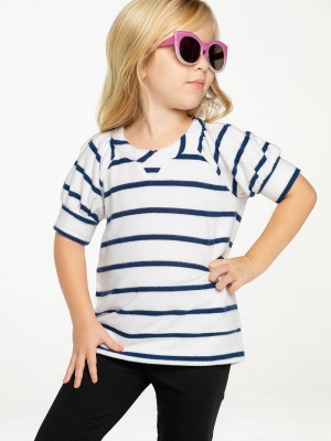 Girls Rpet Bliss Knit Puff Short Sleeve Pullover