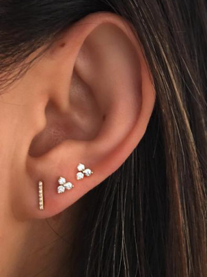 Diamond Bar Stud Earring - Single