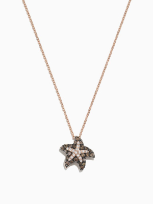 Effy Seaside 14k Gold Espresso & White Diamond Starfish Pendant, 0.36 Tcw