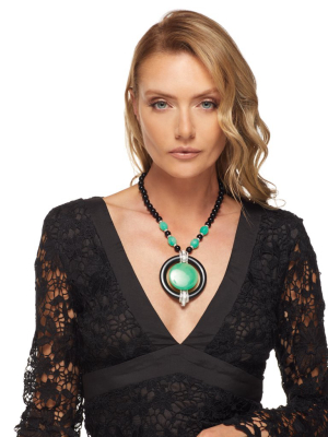 Black & Jade Pendant Necklace