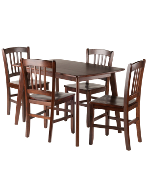 5pc Shaye Dining Table With Slat Back Chairs Walnut - Winsome