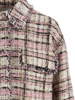 Msgm Tweed Buttoned Shirt Jacket