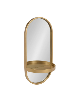 11" X 24" Estero Metal Wall Mirror With Shelf Gold - Kate And Laurel