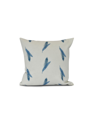 Feather Stripe Floral Print Pillow