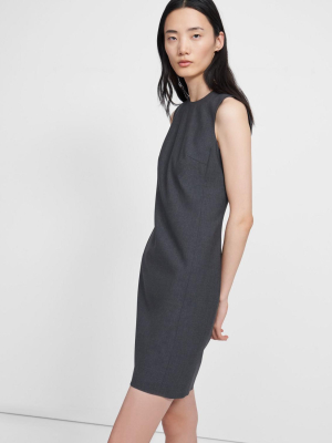 Sleeveless Fitted Dress In Good Wool