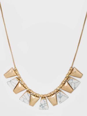 Semi-precious Sunstone In Worn Gold Frontal Statement Necklace - Universal Thread™ Gold/white