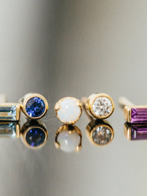 14k Amethyst Baguette Studs | February Birthstone