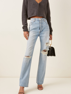 Sammy Distressed Rigid High-rise Straight-leg Jeans