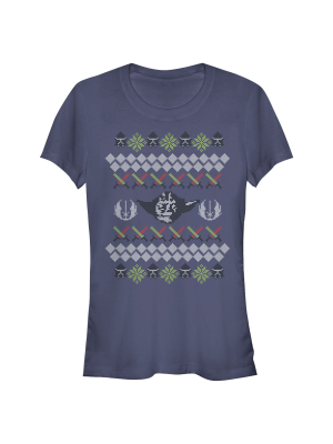 Junior's Star Wars Ugly Christmas Yoda T-shirt