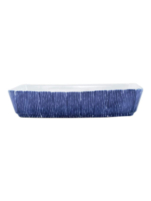 Vietri Viva Santorini Stripe Rectangular Baker - Blue & White