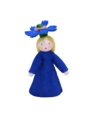 Cornflower Fairy Holding Flower · White