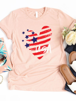 Star Stripe Heart Graphic Tee