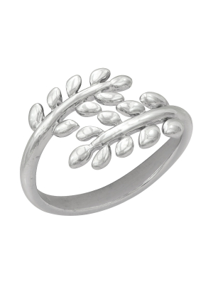 Women's Silver Plated Leaf Bypass Ring (7)