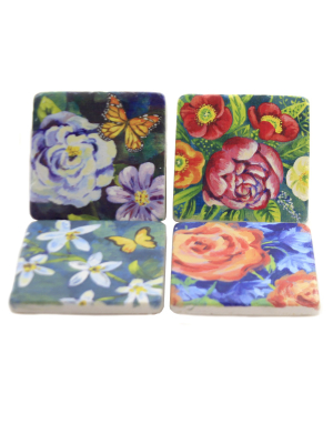 Tabletop 3.75" Spring Garden Coaster Mother's Day Flowers Ganz - Coasters