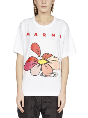 Marni Floral Logo Print T-shirt