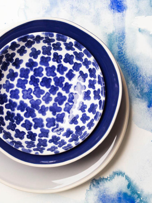 Vietri Viva Santorini Flower Cocktail Plate - Blue & White