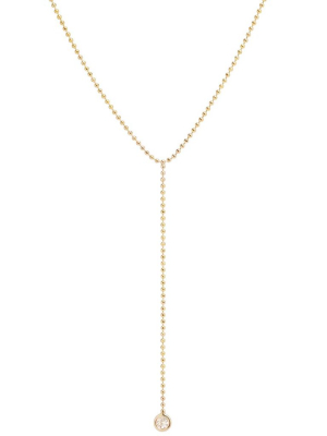 14k Single Floating Diamond Bead Chain Lariat