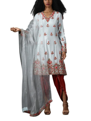 Light Blue Kurta Set With Dhoti Pants