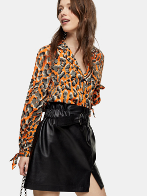 Tall Orange Animal Tie Blouse