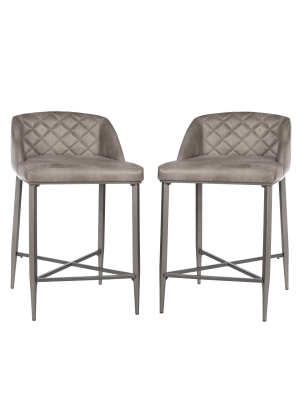 Set Of 2 Phoenix Non Swivel Counter Height Stools Gray - Hillsdale Furniture