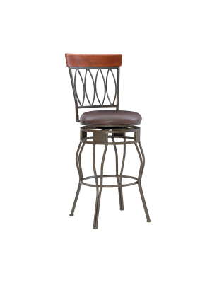 29" Four Oval Barstool With Upholstered Seat Brown Metal - Linon