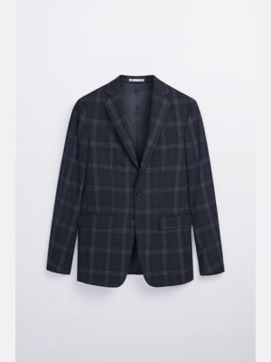 Plaid Textured Suit Jacket