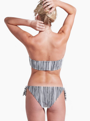 Eva Tie Side Moderate Bikini Bottom - Monochrome Stripe Print