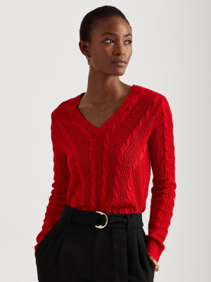 Cable-knit V-neck Sweater