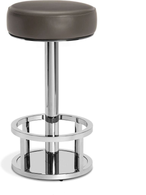 Interlude Home Drake Bar Stool - Cityscape Grey - Polished Nickel