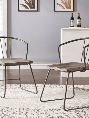 Set Of 2 Nowell Iron Dining Chairs Gray - Inspire Q