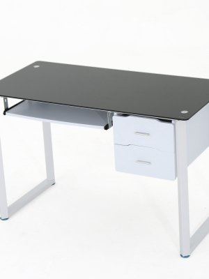 Reeve Tempered Glass Desk - Black/white - Christopher Knight Home